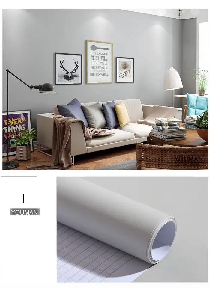 Papier peint auto-adhésif décoratif en vinyle blanc mat