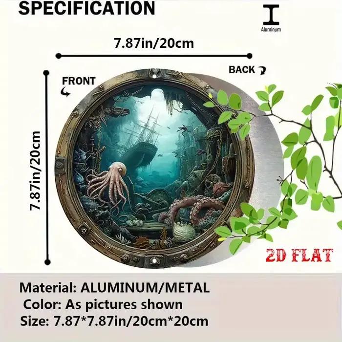Décoration murale de trou de port nautique-panneau métallique de scène de naufrage sous-marin