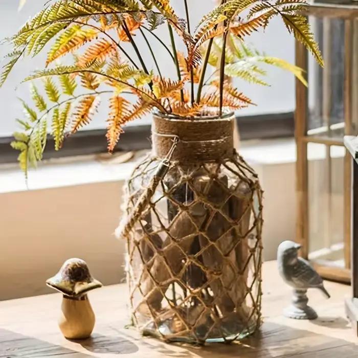 Vase suspendu Vintage en corde de chanvre