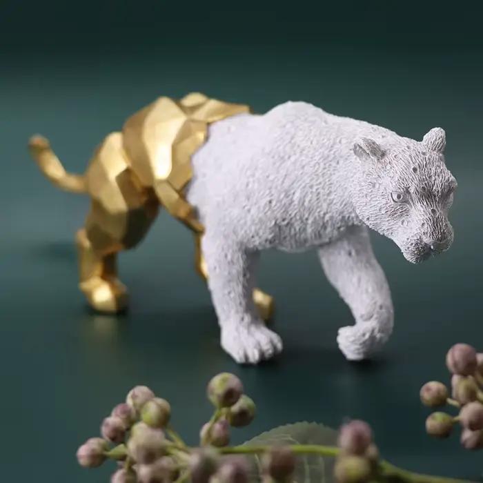 YuryFvna-Statue d'Animal Panthère en Résine