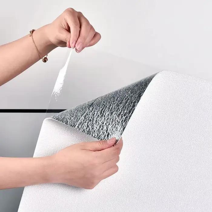 Lin 3D mousse auto-adhésive PVC couleur unie épaissi imperméable fond mur rénovation papier peint stickers muraux décor à la maison