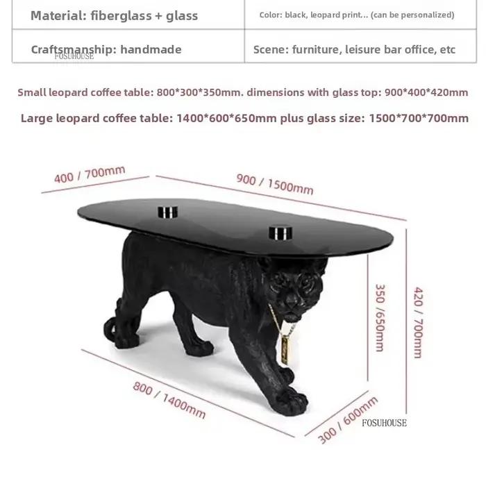 Table basse en verre avec motif léopard, design moderne, meubles décoratifs pour salon, appartement, table d'appoint, maison de luxe