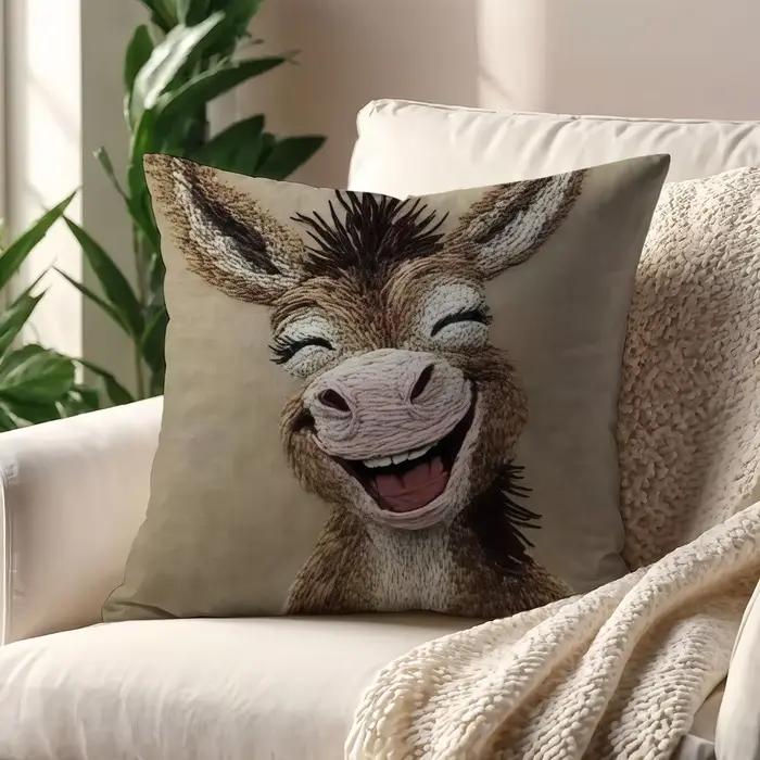 Sourire âne âne b housse de coussin décoration chambre boutique voiture meilleur bureau à domicile café oreiller canapé impression nordique simplicité frappé