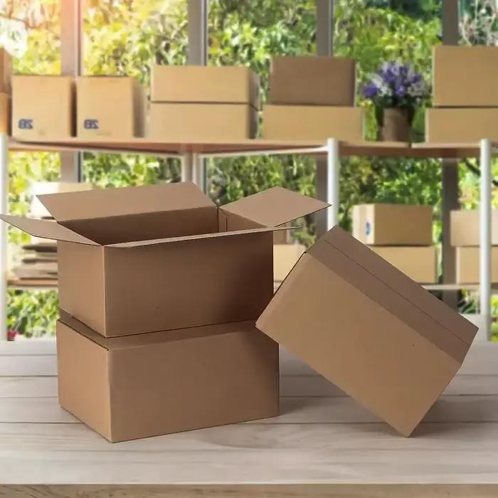 Boîtes d'expédition postales, 7,6x3,94x5,1 pouces, boîte en carton ondulé brun avec couvercles, simple paroi, 32 lb/pouce carré