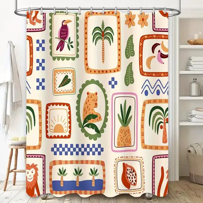 Rideau de salle de bain décoratif avec imprimé animal exotique – ajout parfait pour votre décor de maison!