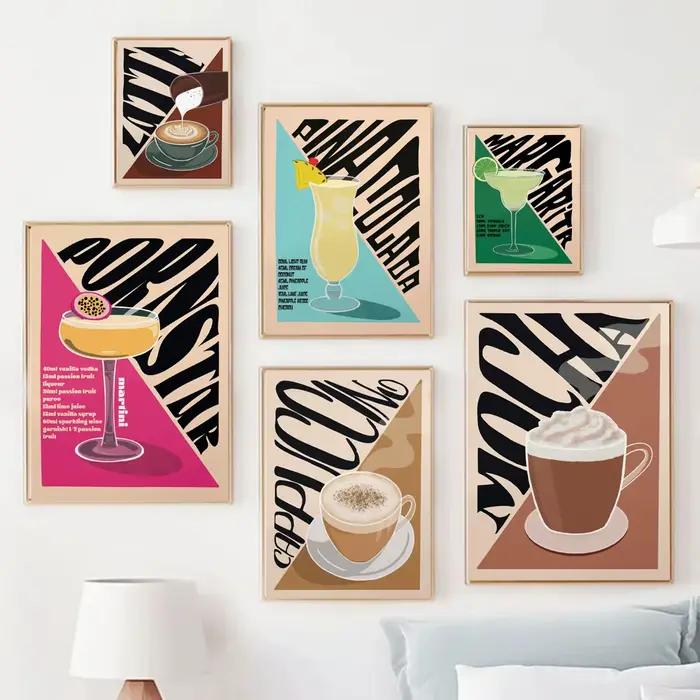 Affiche d'art de café de Cocktail Vintage scandinave