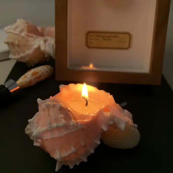 Bougie parfumée conque (fait à la main) – Ornements de décoration pour la maison, pour chambre à coucher et salon, cadeaux de vacances sur table