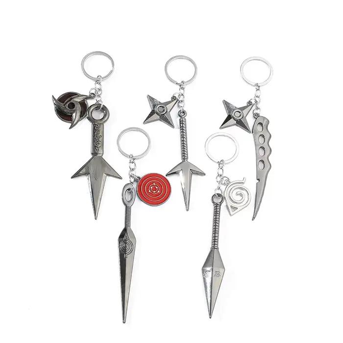 Porte-clés Anime Ninja Tools, accessoires Anime, modèle en métal Kunai Shuriken, pendentif porte-clés pour femmes, hommes, fans, cosplay, cadeaux