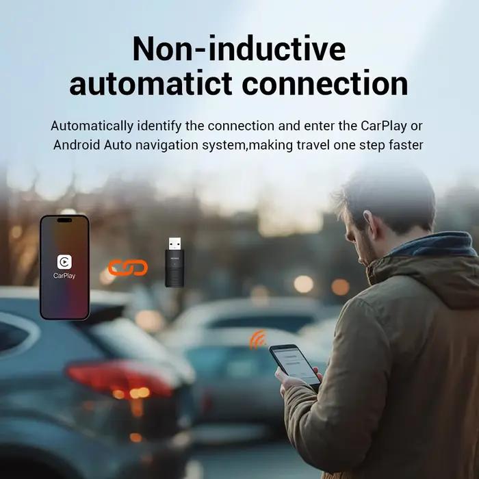 Pairr A1 Mini adaptateur CarPlay Android Auto sans fil 2 en 1 accessoires de voiture pour iPhone ou téléphone Android nouvelle mise à niveau OTA 2025