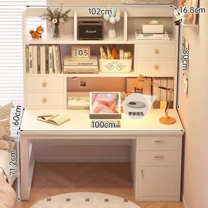 Bureau moderne en bois avec tiroirs et composants fonctionnels pour bureau à domicile et espaces de travail professionnels
