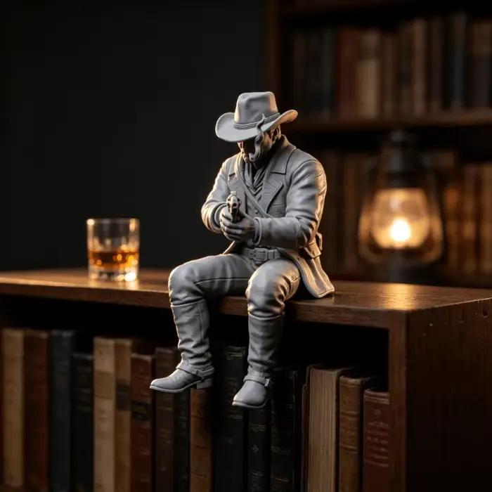 Figurine de cowboy occidental assis