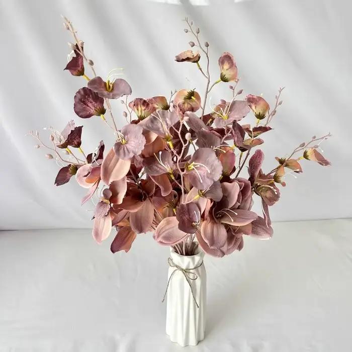 Bouquet de fleurs d'orchidée rose, impression 3D, accessoires d'arrangement floral, décoration d'intérieur, accessoires de photo d'événement, fournitures de mariage