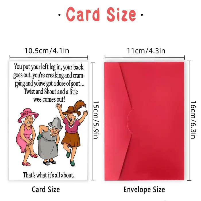 1 carte de vœux d'anniversaire amusante pour grand-mère, tante, amie proche – Style artistique de dessin animé de femmes âgées, carte humoristique