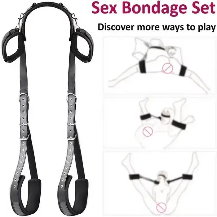 Menottes sexuelles BDSM, contraintes, jambes ouvertes, chevilles, harnais de Bondage SM, sangles de bandage de lit, jouet sexuel d'esclave, Kits d'accessoires érotiques
