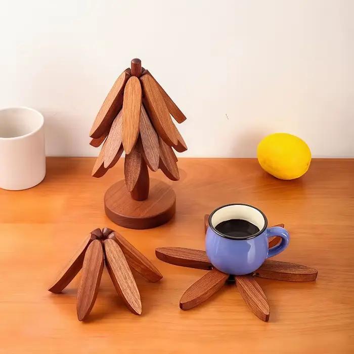Support Design d'arbre Trivets en bois décoratif Anti-brûlure résistant à la chaleur tapis de Table dessous de verre