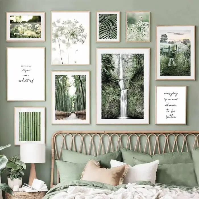Paysage naturel pissenlit bambou forêt cascade mur Art Mural affiches imprimer toile peinture photos salon décor à la maison
