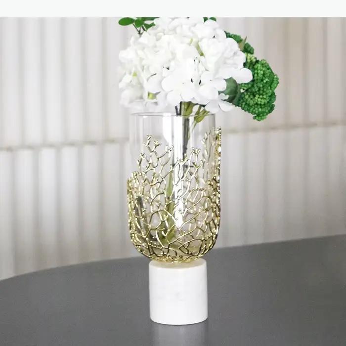 Vases en verre en forme de branches de corail dorées, pots à fleurs, décorations de table, arrangements floraux, vases décoratifs pour l'esthétique de la pièce