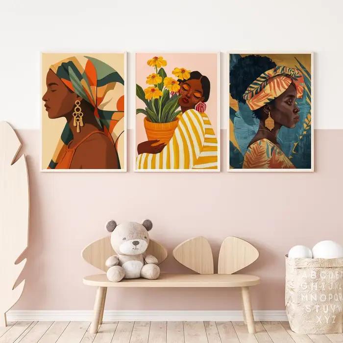 Affiche d'art abstrait de femmes africaines