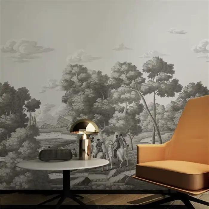 Papier Peint Mural 3D sur Mesure pour Salon et Chambre à Coucher, Fond de Peinture Européenne et Occidentale, Paysage Mural, Campagne Française