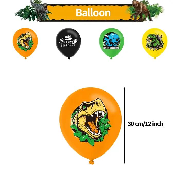 Décorations de fête d'anniversaire sur le thème des dinosaures, comprenant une bannière, un topper pour gâteau, des spirales suspendues et des ballons, parfaites pour les cadeaux de fête pour enfants 