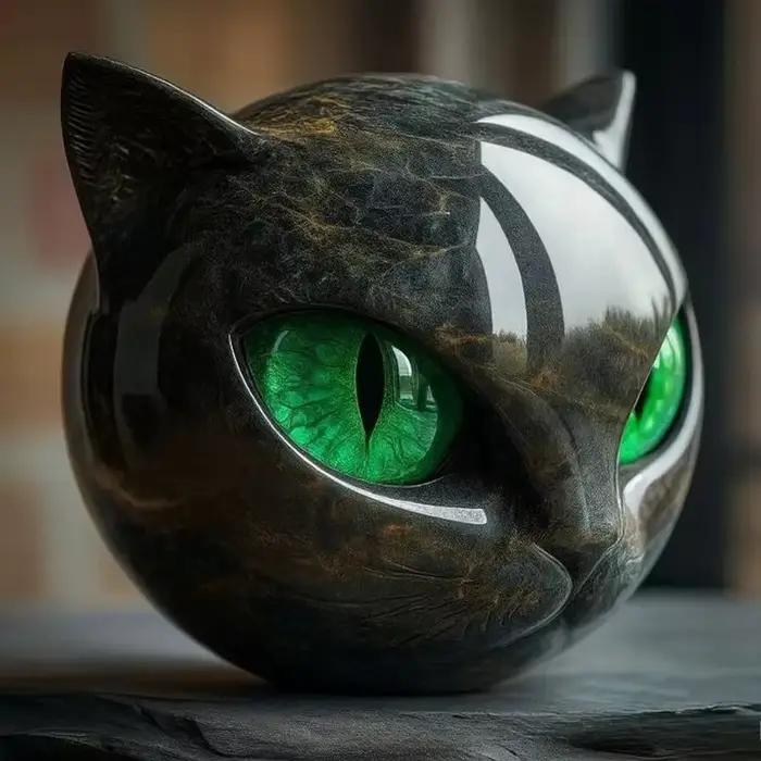 Figurine décorative en pierre de chat noir