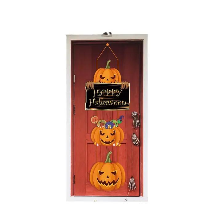 Décoration de fête d'halloween, chapeau magique citrouille, porte suspendue, scène de Festival fantôme, pendentifs de décoration, accessoires suspendus