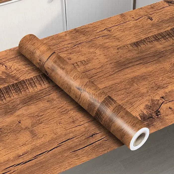 Papier peint imitation bois moderne résistant à l'eau et aux moisissures pour décoration intérieure comptoirs armoires et murs