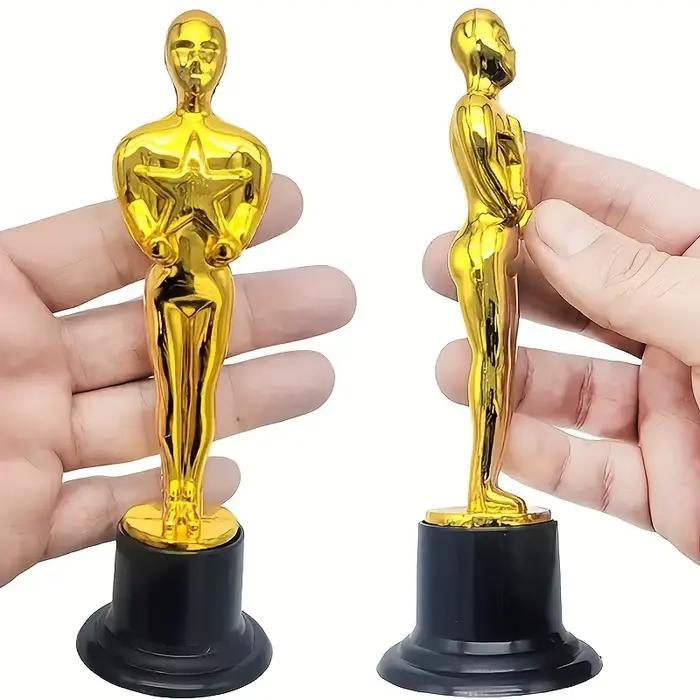 Statuettes de trophées dorés, trophées de récompense de Style Oscar en plastique pour décorations de fête, cadeaux d'appréciation, 1/3/6/12 pièces