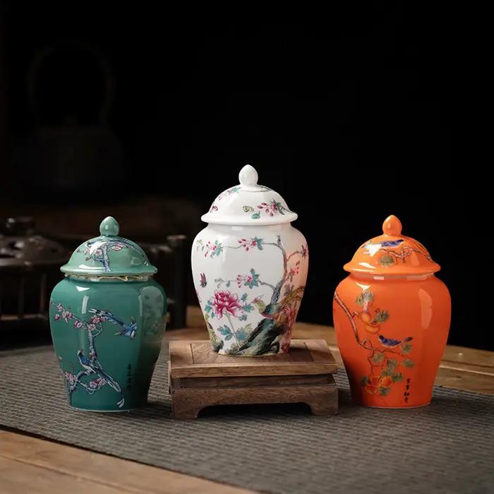 Vase à Bouteille Vintage en Céramique avec Couvercle