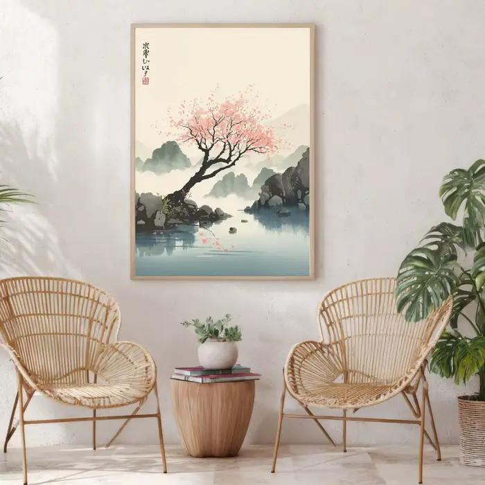 Affiche imprimée sur toile de fleur de cerisier japonaise