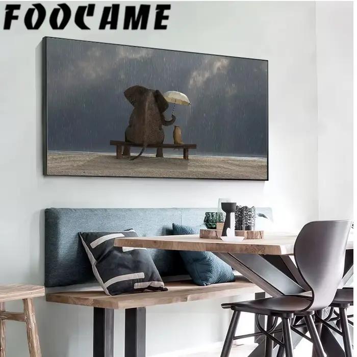Peinture de paysage créative d'éléphant
