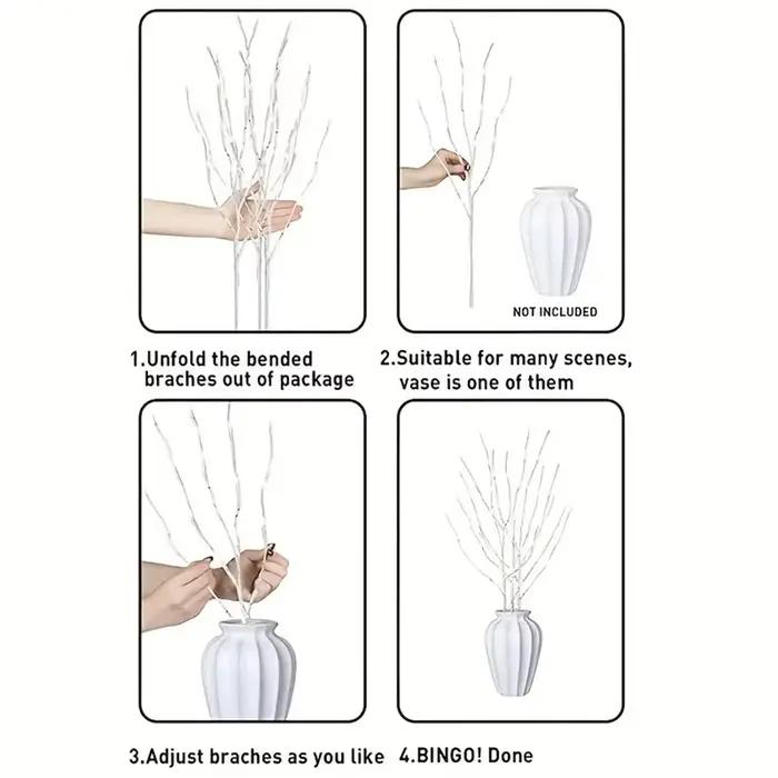 LED branche de bouleau blanc lumières festives