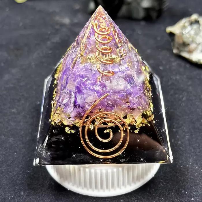 Pyramide d'Orgone en Obsidienne