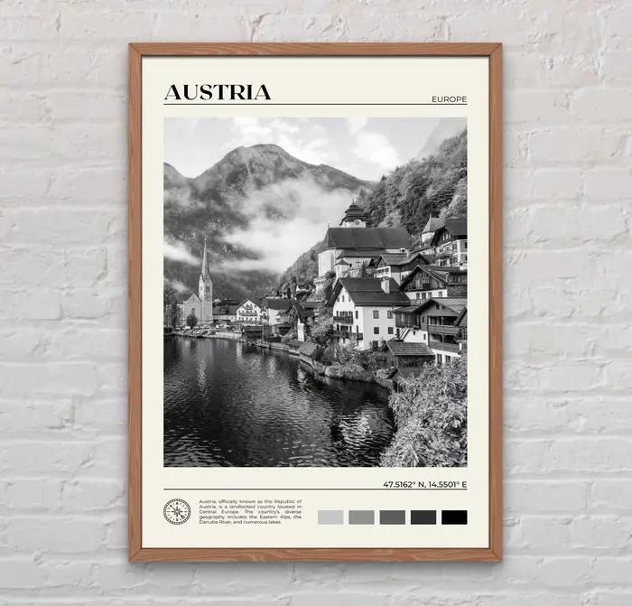Affiche de paysage de cité européenne de voyage classique