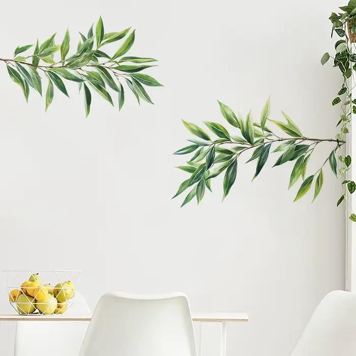 Stickers Muraux Feuilles Vertes de Bambou pour Salon Chambre Chambres d'Enfants Décoration de Maison Occasions Spéciales