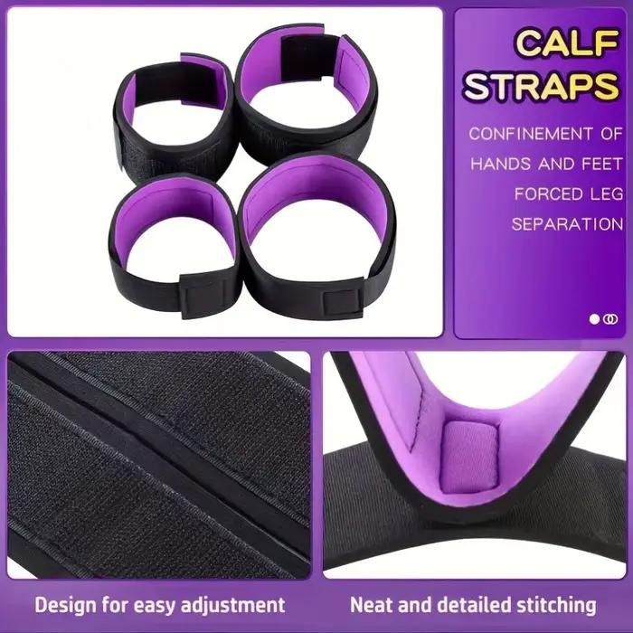Ensemble de bondage avec écarteur de jambes réglable |   Kit de retenue rembourré doux avec menottes pour poignets et chevilles pour jeux de couple adultes