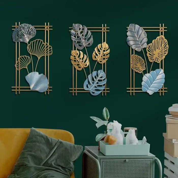 Métal Ginkgo Feuille Tenture Murale Décor Plante Palmier Feuilles D'érable Pendentif Ornement pour Salon Chambre Décoration de La Maison