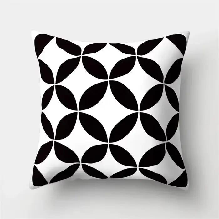 Housse de coussin géométrique noir et blanc