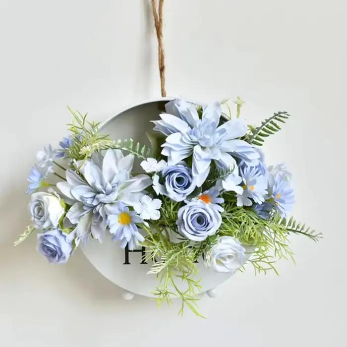 Artificielle Rose Fleurs De Mariage Maison Chambre Cour Décor Bouquet De Mariée Jardin Faux Soie Dahlia Hortensias Vase Pour Planche À L'extérieur