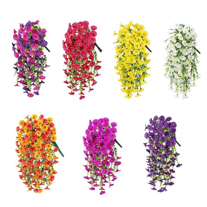 Décoration murale artificielle en rotin, 1 pièce, pour fête de mariage en plein air, jardin, cour, gloire du matin, Simulation de fleurs suspendues, décoration de maison