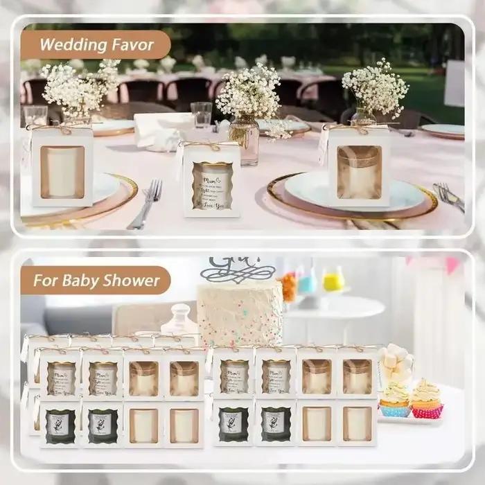Boîte-cadeau de bougie 5/10/20 pièces avec fenêtre transparente avec étiquette et ficelle pour cadeau de fête