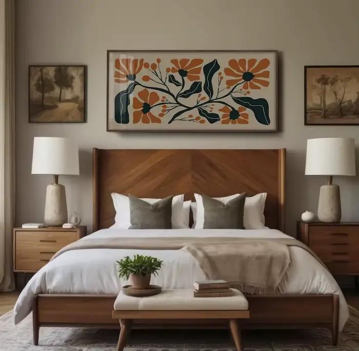 Impression sur toile florale abstraite moderne style bohème