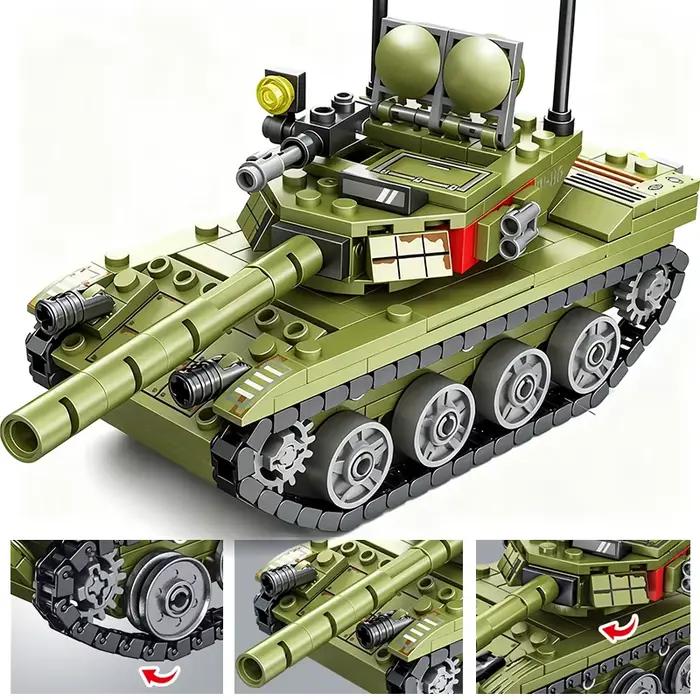 Blocs de construction de chars, blocs de construction de véhicules blindés, modèle de char militaire, jouet DIY pour enfants, cadeau de Noël pour garçons