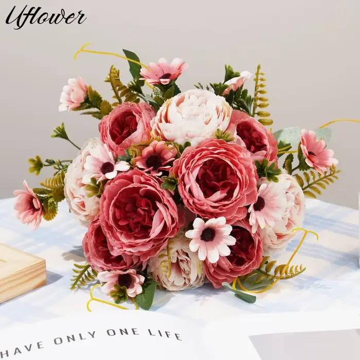 Fleurs décoratives pivoine en soie