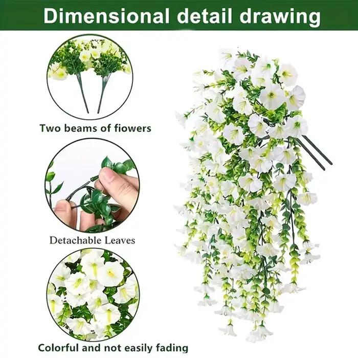 Décoration murale artificielle en rotin, 1 pièce, pour fête de mariage en plein air, jardin, cour, gloire du matin, Simulation de fleurs suspendues, décoration de maison