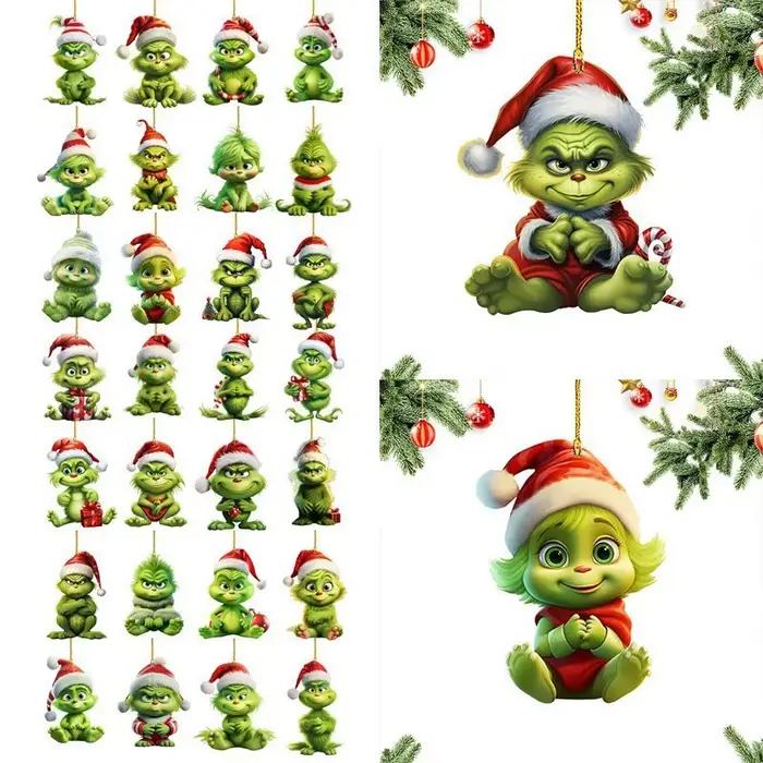 Ornements d'arbre de noël verts fantaisistes