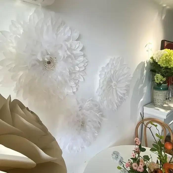 Décoration murale nordique luxueuse en plumes
