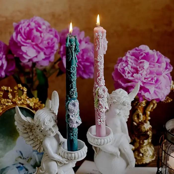 Bougies longues en relief pour bougeoirs