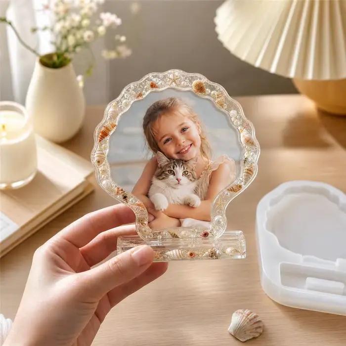 Moule en silicone pour cadre photo ovale en résine, moule DIY pour cadre photo à effet sable mouvant, moules de moulage en résine époxy pour décoration photo et maison