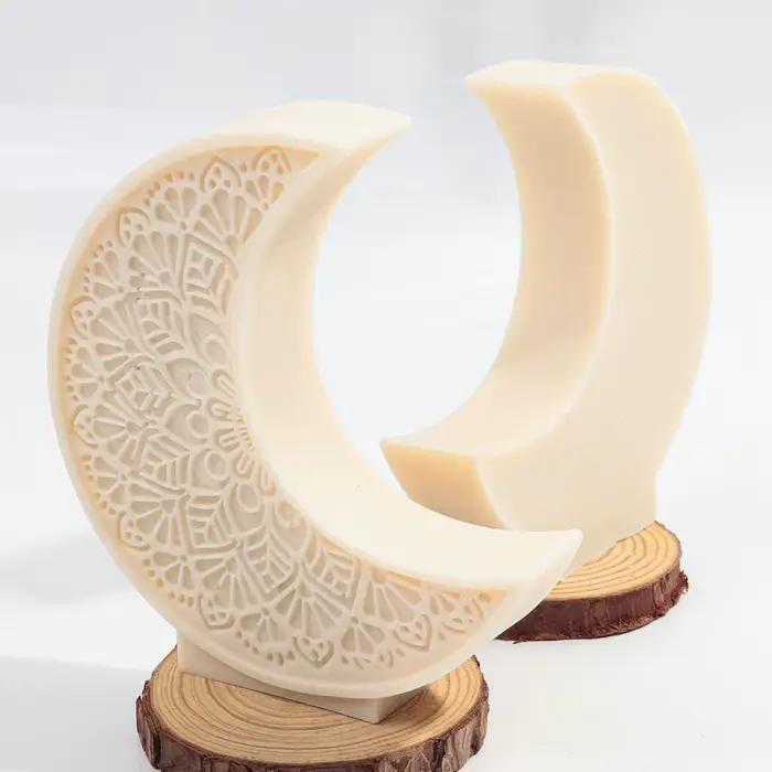Moule en silicone pour bougie lune 3D, Eid Mubarak, Ramadan Mandala, croissant de lune, bougie étoile, moule en résine de gypse, cadeau de décoration du Ramadan